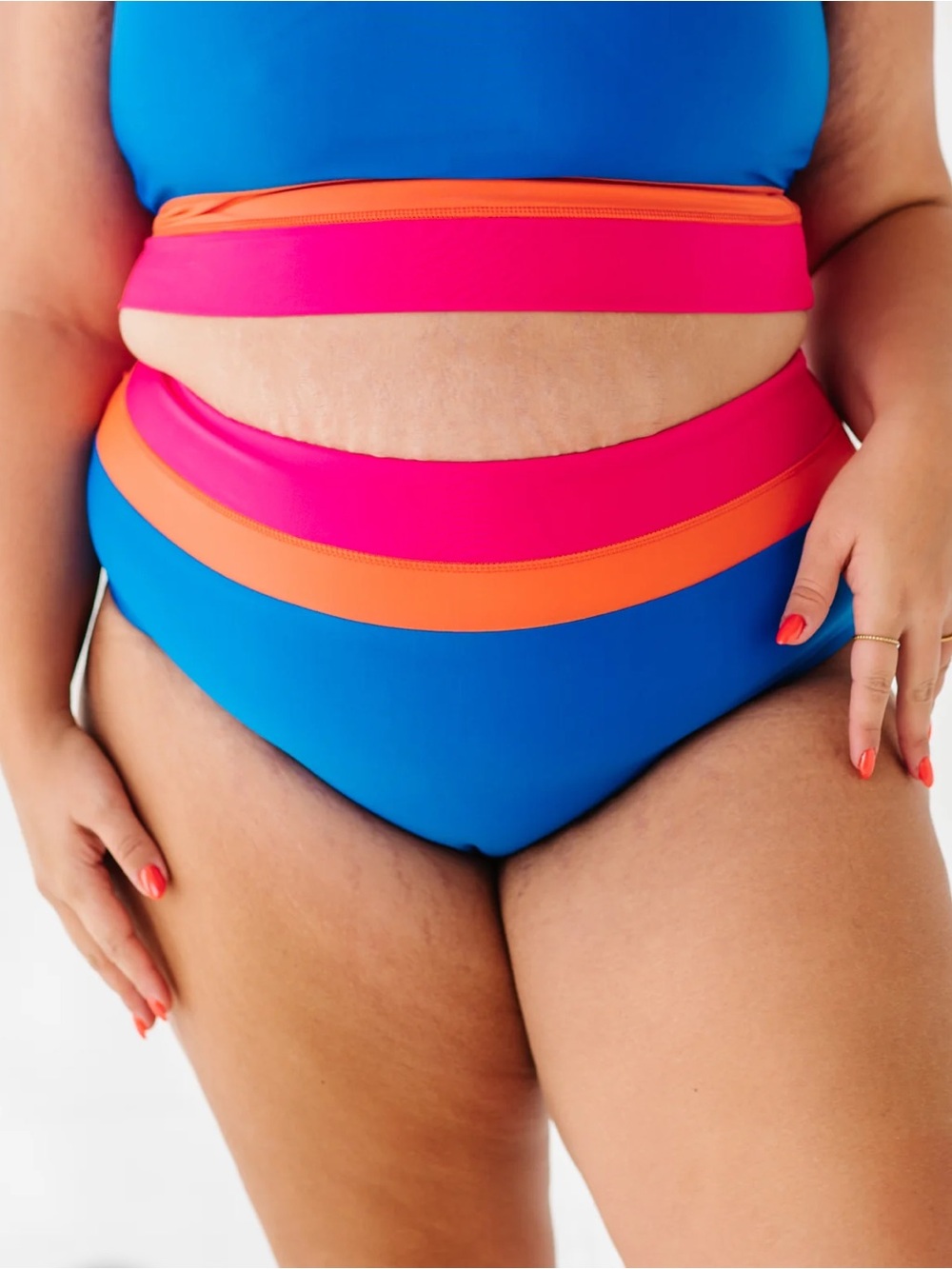 Livy & Kate Colorblock High Waist Swim Bottoms Cobalt Coral Pink Women’s 3X NWT